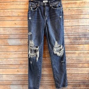 Pistola Presley Destroyed Distressed High Rise Relaxed Blue Jeans Size 25